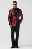 Load image into Gallery viewer, Peak Lapel Red 2 Pieces One Button Men&#39;s Prom Blazer