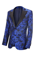 Load image into Gallery viewer, Peak Lapel Jacquard Royal Blue Single Breasted Men&#39;s Prom Blazer