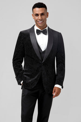 Black Shawl Lapel 3 Pieces One Button Men's Prom Suits
