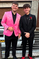 Load image into Gallery viewer, Shawl Lapel Pink Jacquard 2-Piece Prom Suits with One Button