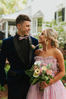 Load image into Gallery viewer, Dark Blue Shawl Lapel One Button 2-Piece Men&#39;s Prom Suits with Flower