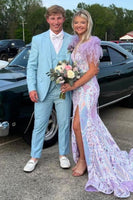 Load image into Gallery viewer, Notched Lapel Light Blue One Button 3 Piece Prom Suits for Men