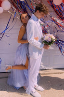 Load image into Gallery viewer, White Jacquard Shawl Lapel One Button 2 Pieces Men&#39;s Prom Suits