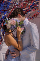 Load image into Gallery viewer, White Jacquard Shawl Lapel One Button 2 Pieces Men&#39;s Prom Suits