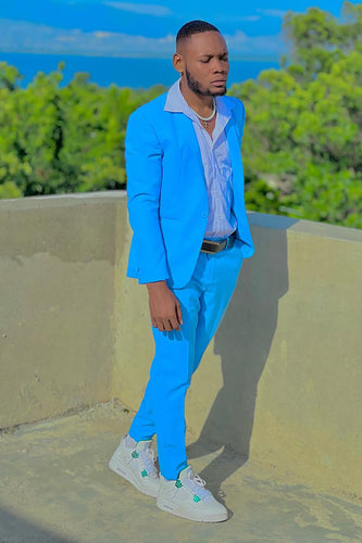 Shawl Lapel 2 Pieces Slim Fit Blue Men's Prom Suits