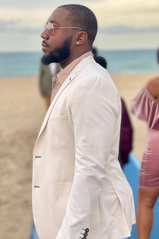 Ivory 2 Pieces Notched Lapel Slim Fit Men's Formal Suits