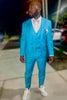 Load image into Gallery viewer, Blue Notched Lapel 3 Pieces Slim Fit Men&#39;s Prom Suits