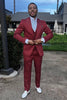 Load image into Gallery viewer, Dark Burgundy Peaked Lapel 3 Pieces Striped Men&#39;s Prom Suits