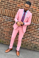 Load image into Gallery viewer, Pink Peaked Lapel 2 Pieces Men&#39;s Prom Suits