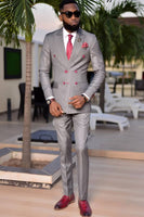 Load image into Gallery viewer, Grey 2 Pieces Slim Fit Peaked Lapel Men&#39;s Prom Suits