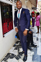 Load image into Gallery viewer, Dark Blue 2 Pieces Peaked Lapel Men&#39;s Formal Suits