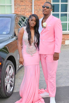 Shawl Lapel 2 Pieces Pink Men's Prom Suits