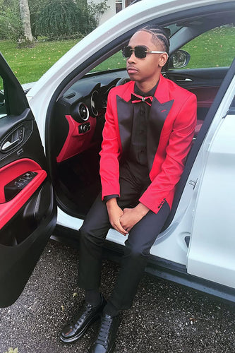 Red Peaked Lapel 2 Pieces Men's Prom Suits