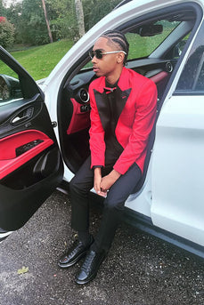 Red Peaked Lapel 2 Pieces Men's Prom Suits