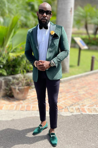 Dark Green Peaked Lapel 2 Pieces Men's Prom Suits