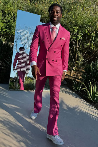Fuchsia 2 Pieces Peaked Lapel Men's Prom Suits