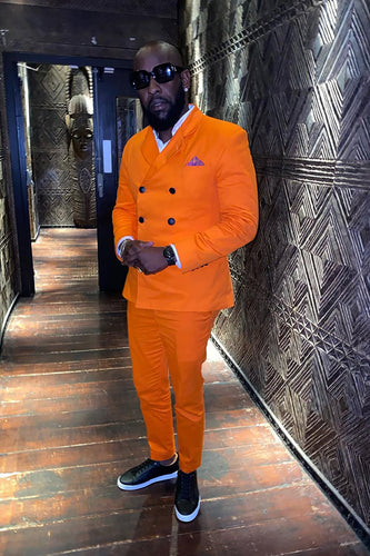 Orange Notched Lapel 2 Pieces Men's Prom Suits