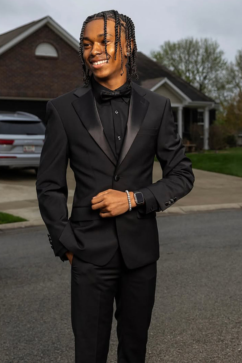 Load image into Gallery viewer, Black 2 Pieces Notched Lapel Men&#39;s Wedding Suits