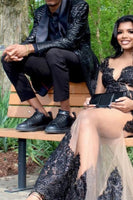 Load image into Gallery viewer, Black Sequin 2 Pieces Shawl Lapel Men&#39;s Prom Suits