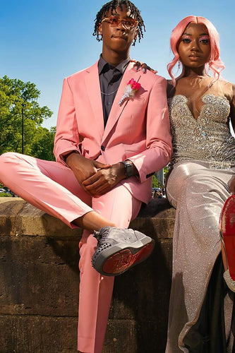 Pink 2 Pieces Notched Lapel Men's Prom Suits