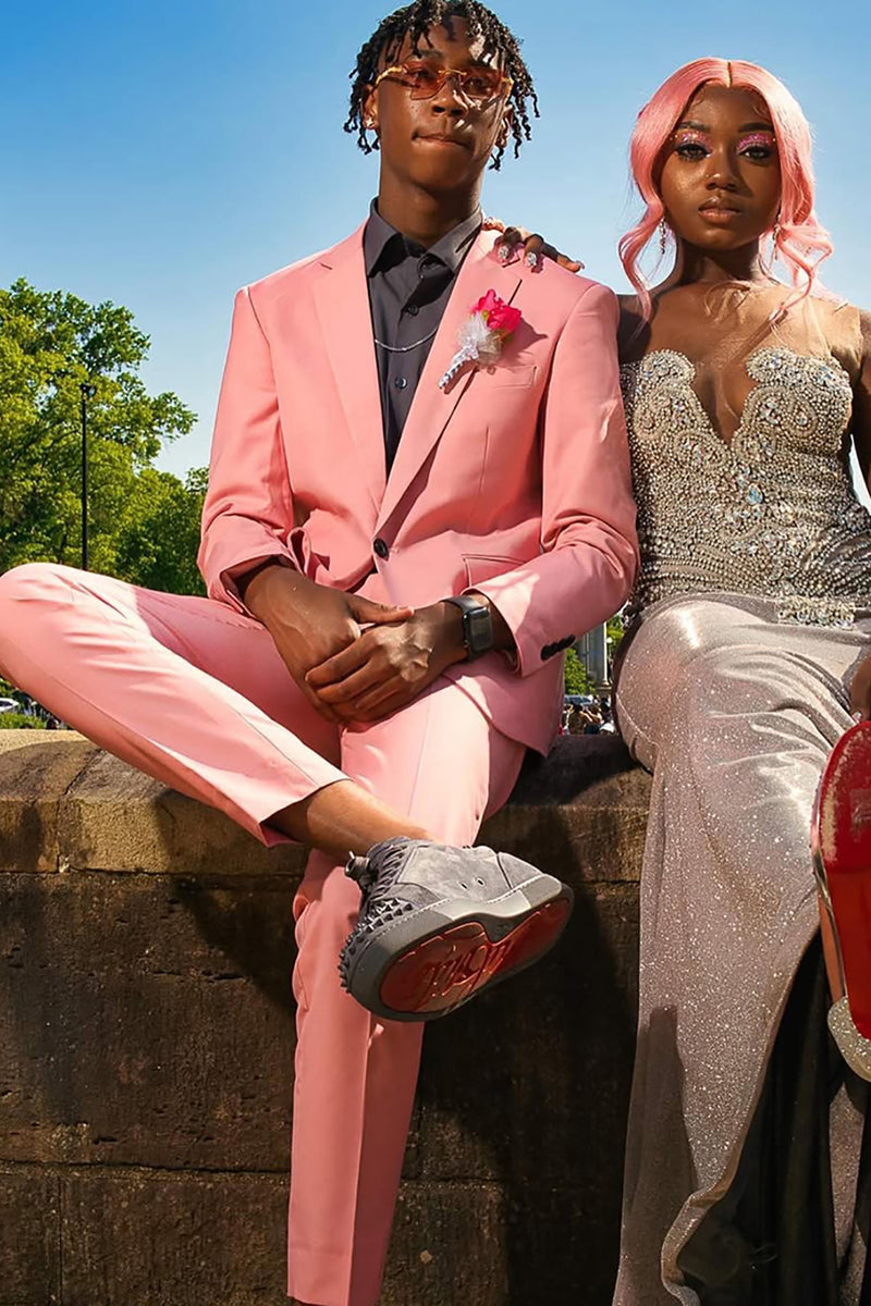Load image into Gallery viewer, Pink 2 Pieces Notched Lapel Men&#39;s Prom Suits