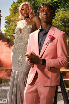 Pink 2 Pieces Notched Lapel Men's Prom Suits