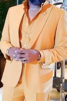 Peaked Lapel 2 Pieces Single Buckle Yellow Prom Suits