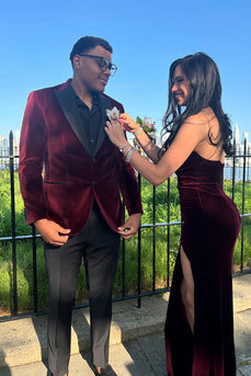 Burgundy 2 Pieces Peaked Lapel Men's Prom Suits