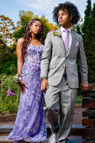 Grey 2 Pieces Notched Lapel Men's Prom Suits