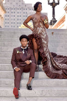 Load image into Gallery viewer, Shawl Lapel 2 Pieces Dark Red Men&#39;s Prom Suits