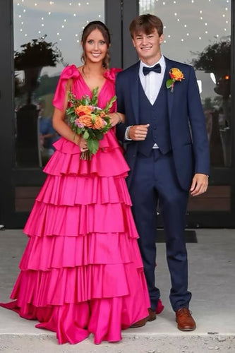 Navy Notched Lapel Single Breasted 3 Pieces Prom Suits