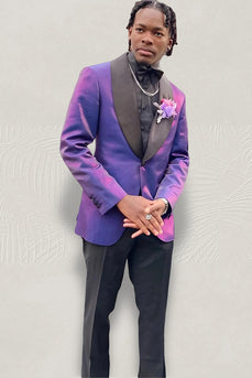 Metallic Purple 2 Piece Shawl Lapel Men's Prom Suits