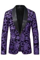 Load image into Gallery viewer, Sparkly Purple 2 Piece Shawl Lapel Sequin Prom Suits
