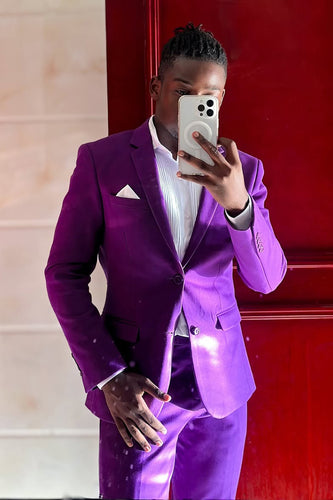 Purple 2 Piece Notched Lapel Men's Prom Suits