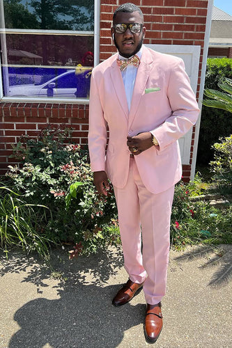 Pink Notched Lapel 2 Pieces Men's Prom Suits