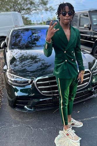Peaked Lapel Dark Green 2 Pieces Double Breasted Men's Prom Suits