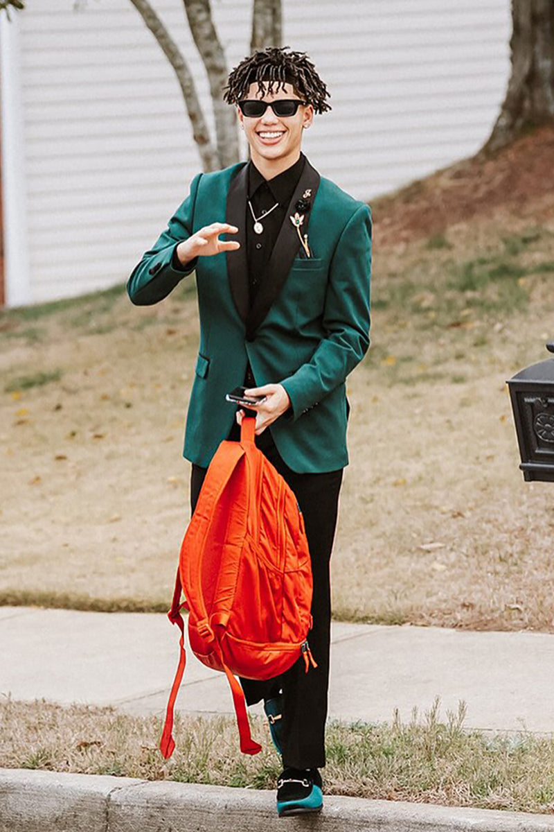 Load image into Gallery viewer, Dark Green Shawl Lapel 2 Pieces Men&#39;s Prom Suits