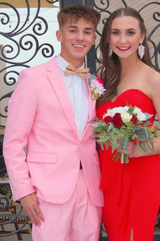 Notched Lapel 2 Pieces Pink Men's Prom Suits
