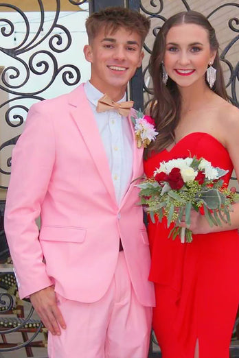 Notched Lapel 2 Pieces Pink Men's Prom Suits