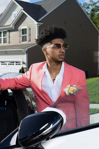 Notched Lapel Pink 2 Pieces Men's Prom Suits