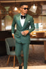 Load image into Gallery viewer, Peaked Lapel 2 Pieces Dark Green Men&#39;s Prom Suits