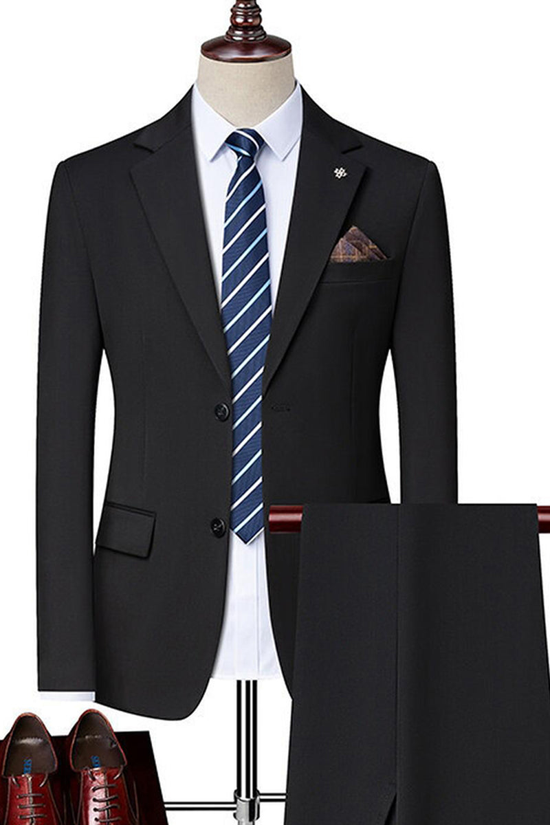 Load image into Gallery viewer, Black 2 Pieces Notched Lapel Men&#39;s Formal Suits