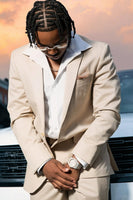 Load image into Gallery viewer, Light Khaki 2 Piece Notched Lapel Men&#39;s Wedding Suits