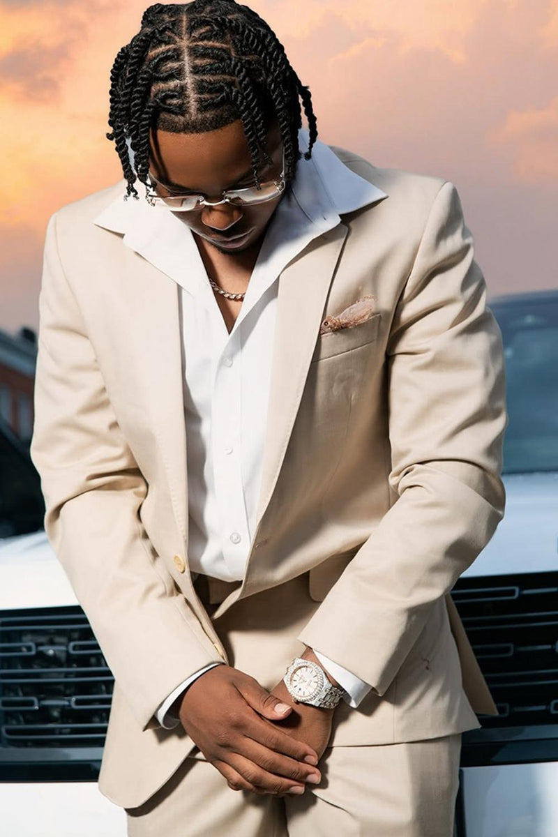 Load image into Gallery viewer, Light Khaki 2 Piece Notched Lapel Men&#39;s Wedding Suits