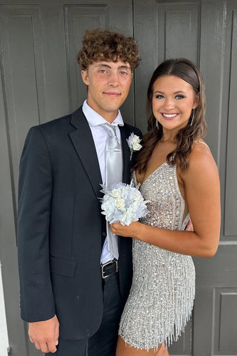 Navy Notched Lapel 2 Pieces Men's Prom Suits