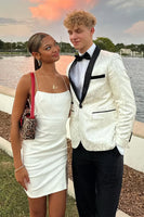 Load image into Gallery viewer, Jacquard Shawl Lapel 2 Pieces White Satin Men&#39;s Prom Suits