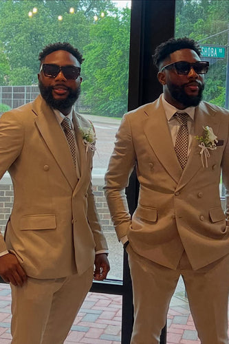 Khaki 2 Piece Notched Lapel Men's Prom Suits