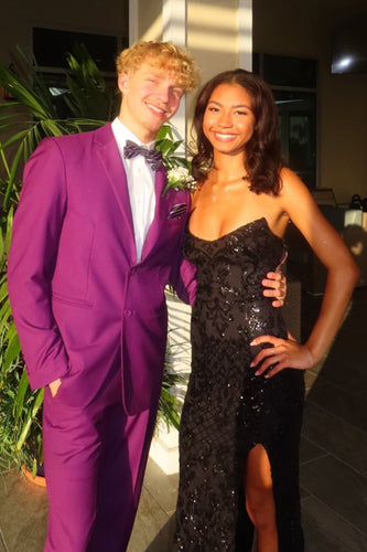 Purple 2 Piece Notched Lapel Men's Prom Suits