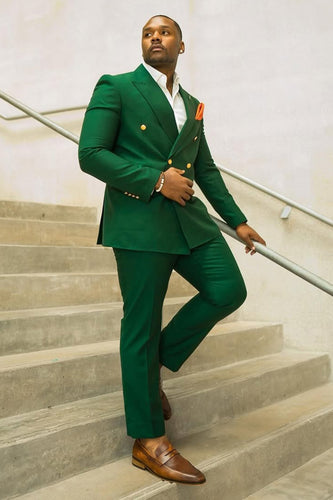 Peacock Green 2 Piece Peaked Lapel Men's Prom Suits