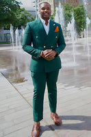 Load image into Gallery viewer, Peacock Green 2 Piece Peaked Lapel Men&#39;s Prom Suits